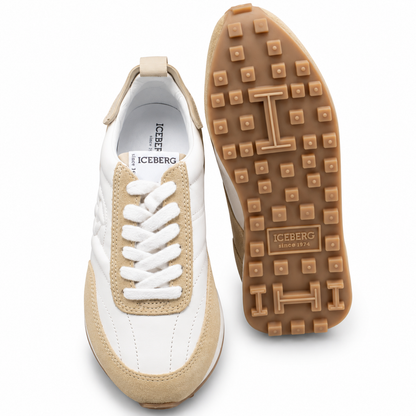ICEBERG Damen Sneaker Gr. 37 Weiß Beige Designer Schuhe Low Top