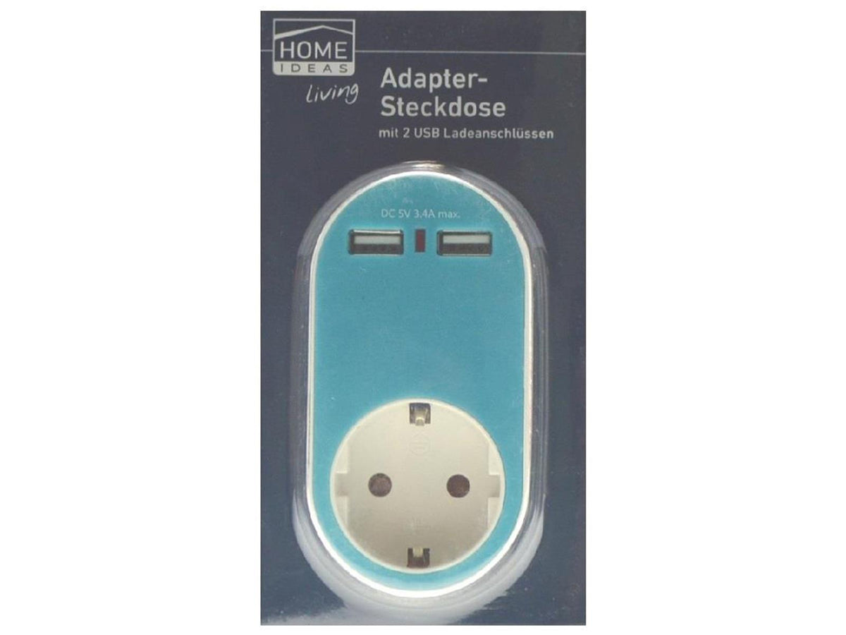 Home Ideas Adapter Steckdose mit 2 USB Ladeanschlüssen Zwischen-Stecker Steckdose Mehrfachstecker