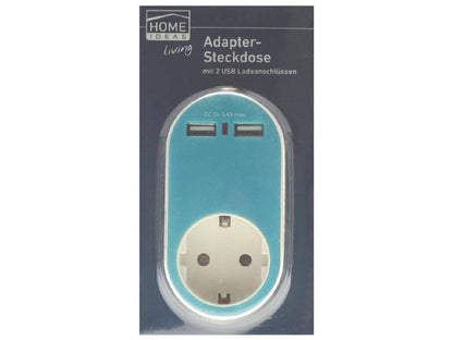 Home Ideas Adapter Steckdose mit 2 USB Ladeanschlüssen Zwischen-Stecker Steckdose Mehrfachstecker