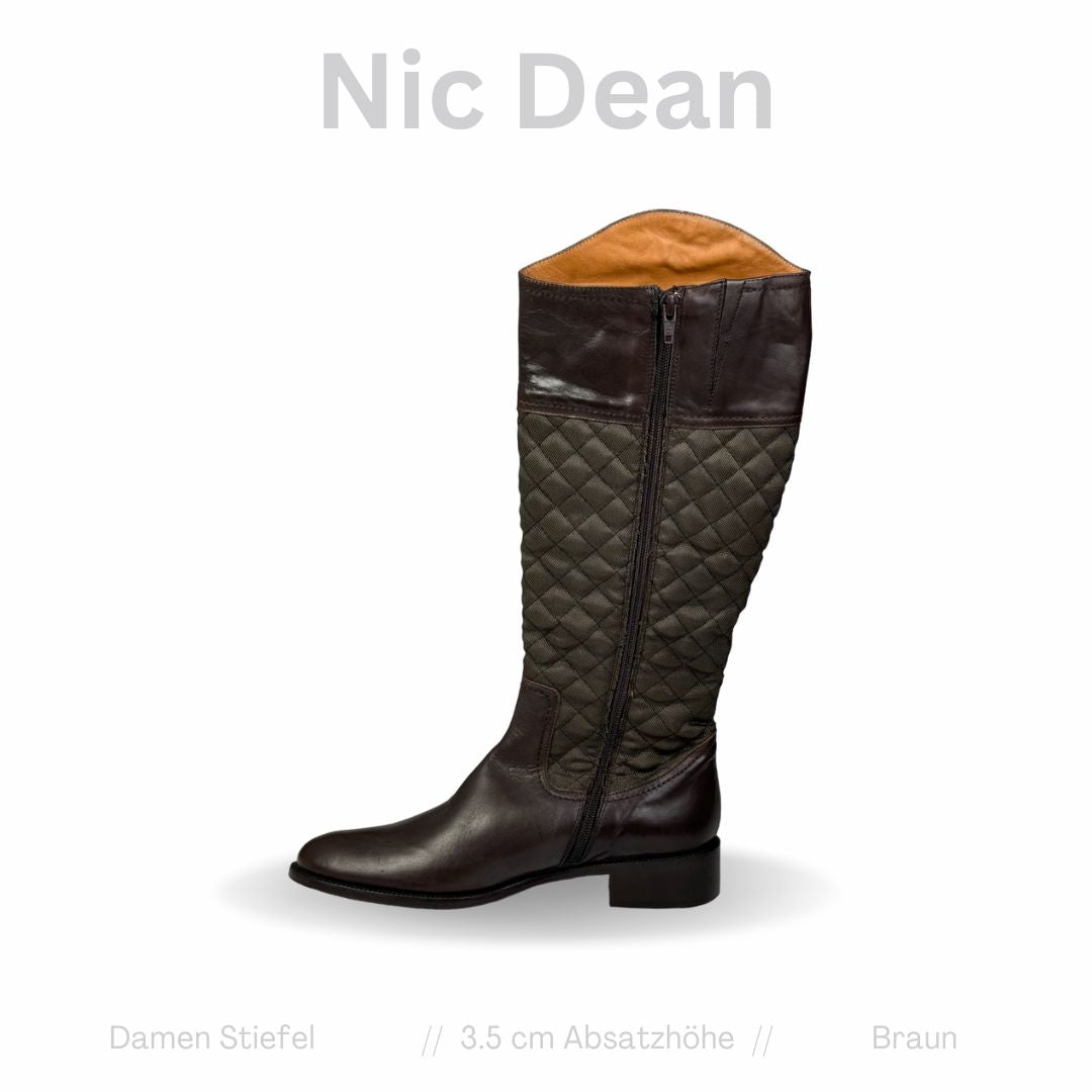 Nic Dean Leder Damen Stiefel Caffe Braun