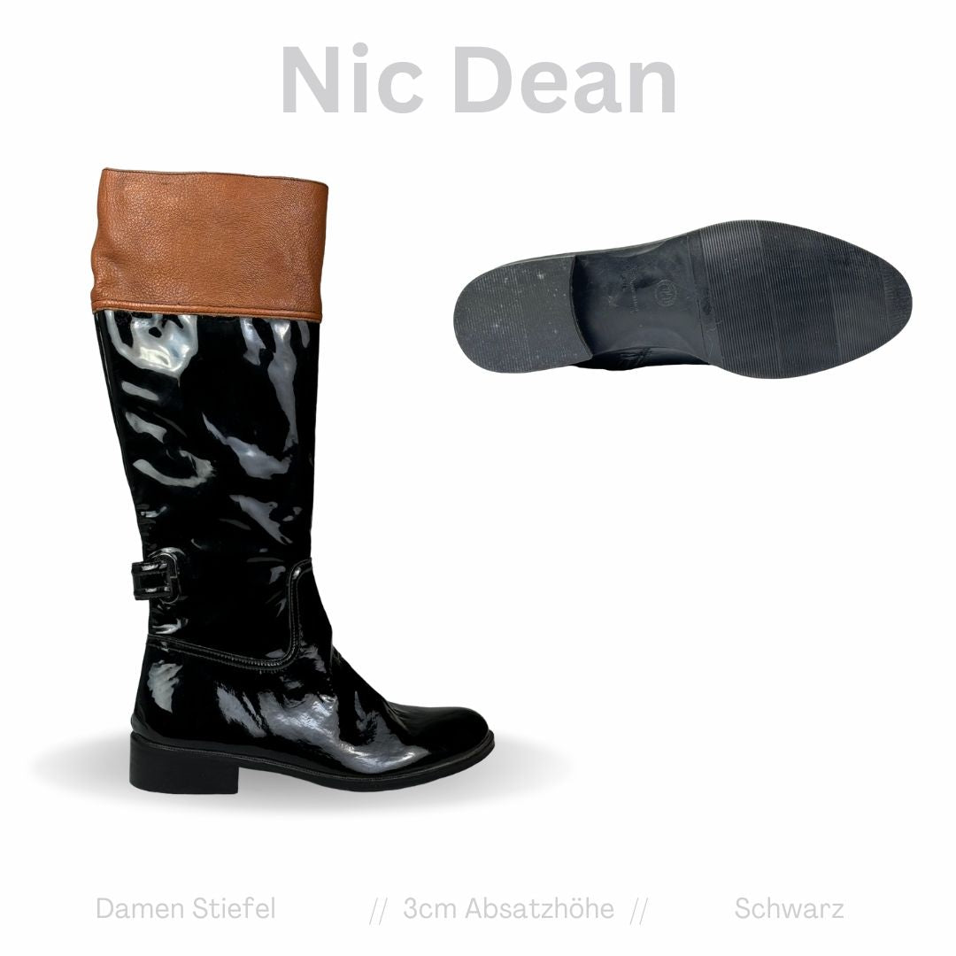 Nic Dean Damen Stiefel Schwarz/Braun Gr: 37