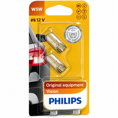 Philips W5W Vision 12V 5W Autolampe Glassockel 12961B2, 2 Stück