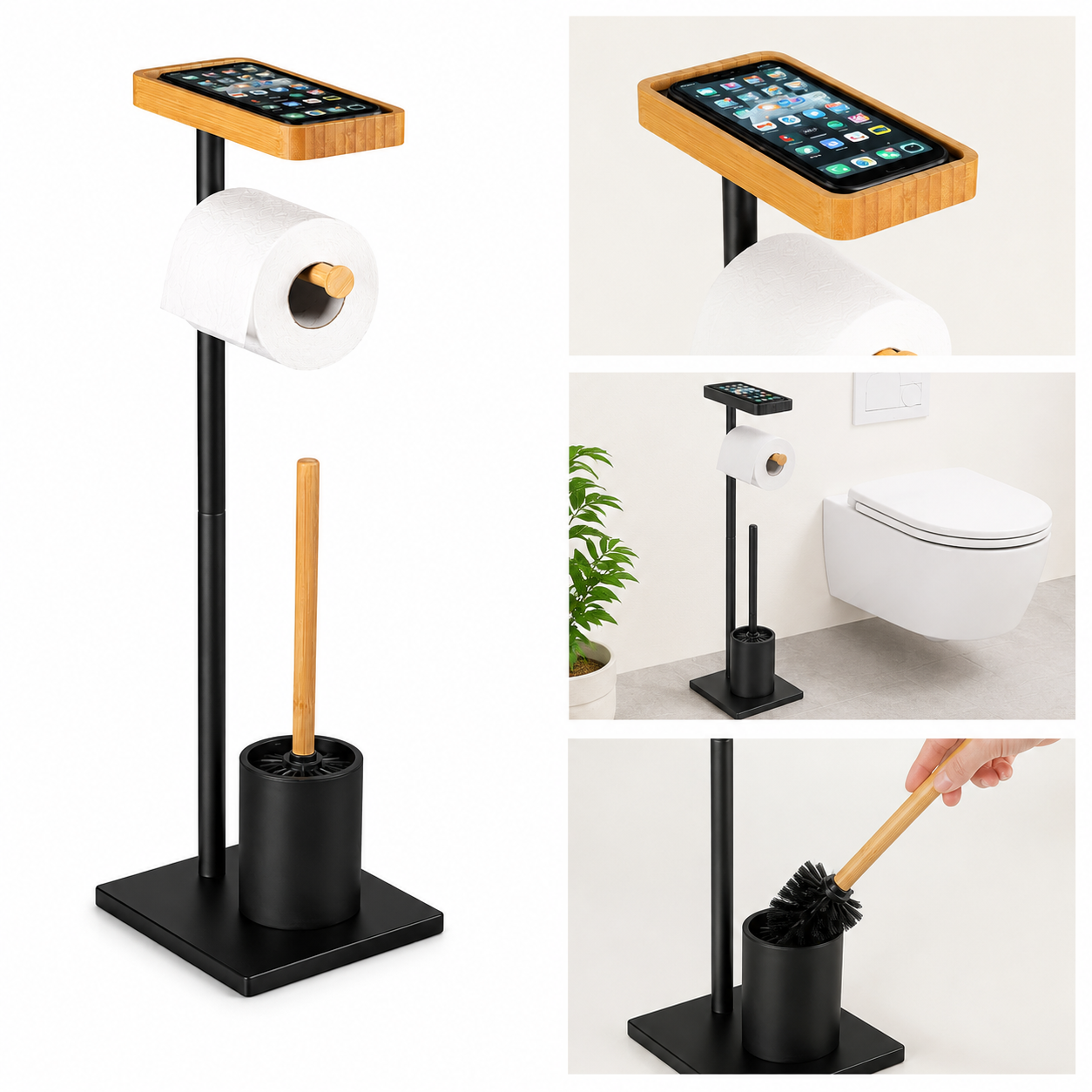HOME CREATION 3 in 1 WC Standgarnitur Toilettenbürste Bürste Garnitur