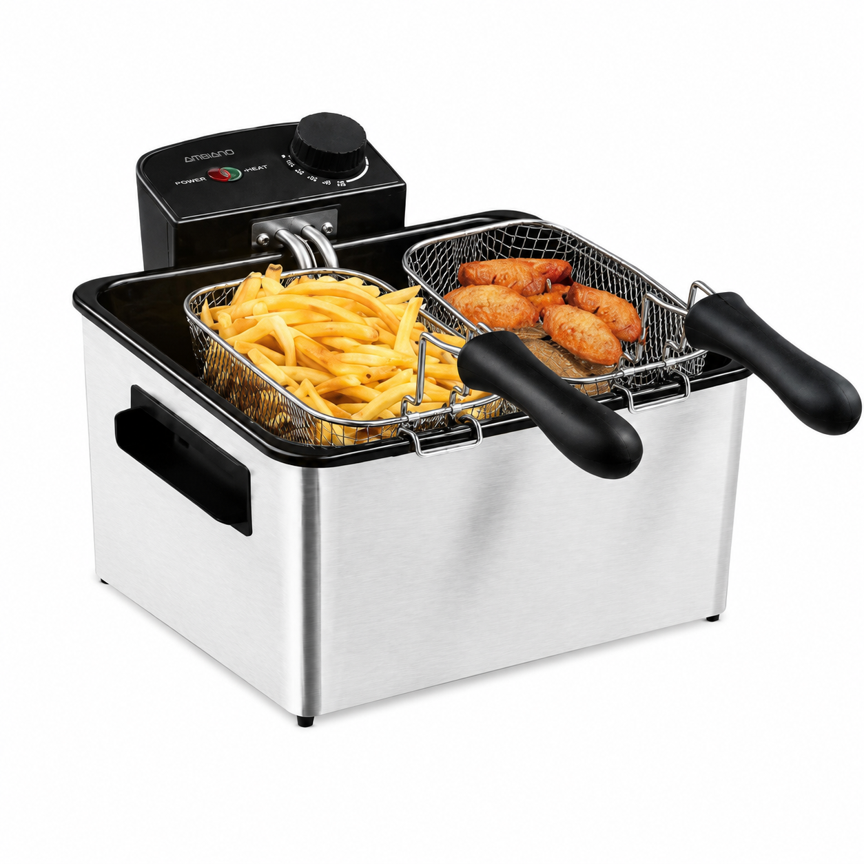 Ambiano XL Kaltzonen-Fritteuse 5L 2000W Edelstahl mit 3 Frittierkörben