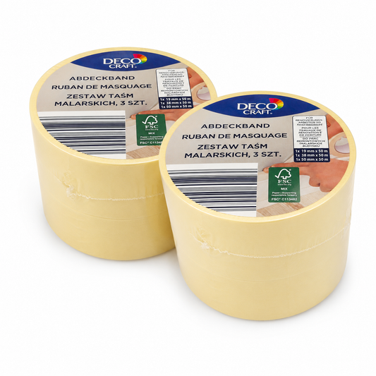 2x Deco Craft Abdeckband Set 3-teilig Malerkrepp Malerband 19/38/50 mm x 50 m