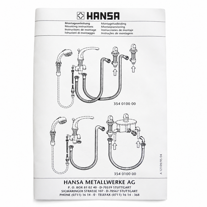 HANSA Anschlussschlauch-Set 357010000 für 5-Loch Wannenarmatur Edelstahl