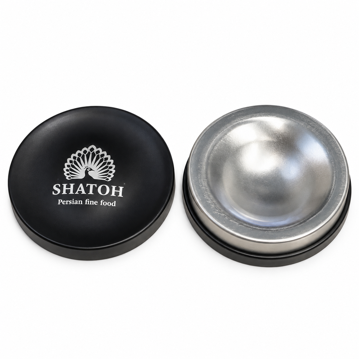 SHATOH Persian Fine Food Metalldose Rund Aufbewahrungsdose Schwarz Silber