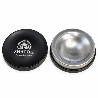 SHATOH Persian Fine Food Metalldose Rund Aufbewahrungsdose Schwarz Silber