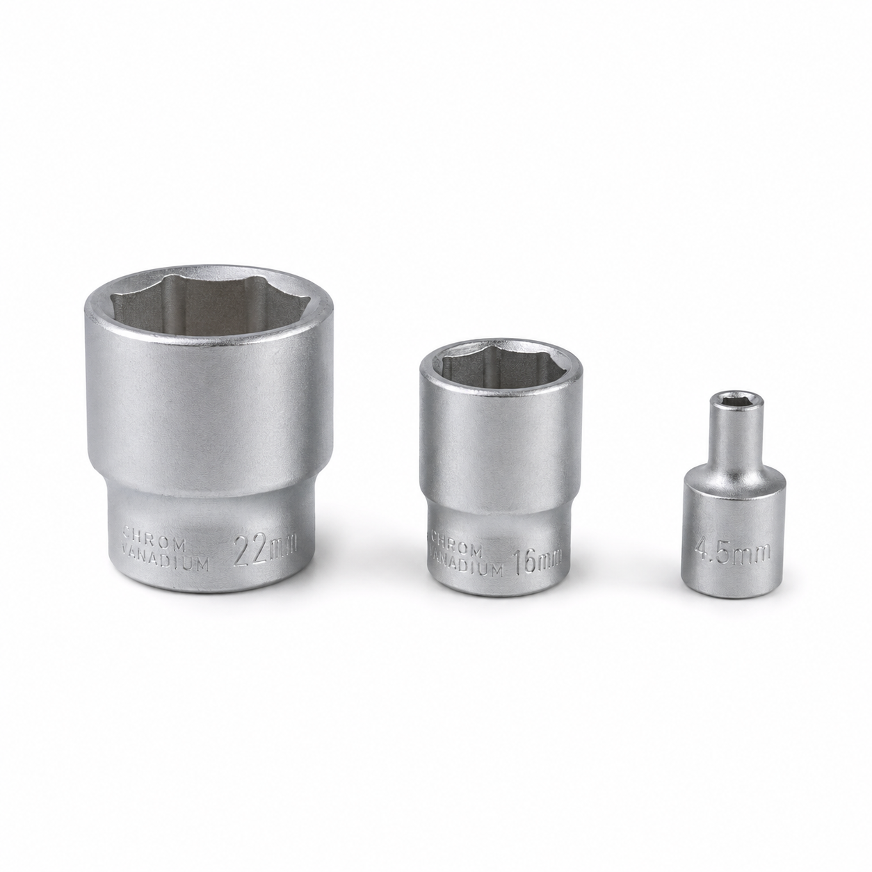 High-Grip Stecknuss aus Chrom-Vanadium – 1/4- 3/8 – 4,5 / 16 / 22 mm