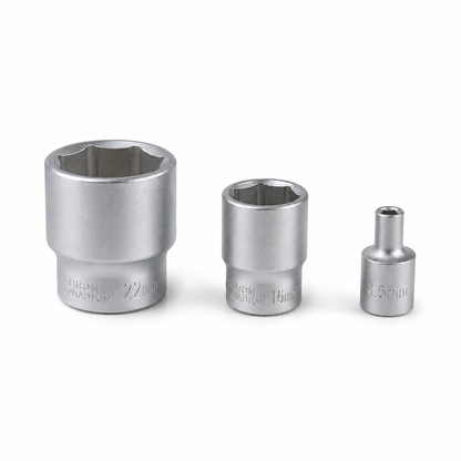 High-Grip Stecknuss aus Chrom-Vanadium – 1/4- 3/8 – 4,5 / 16 / 22 mm