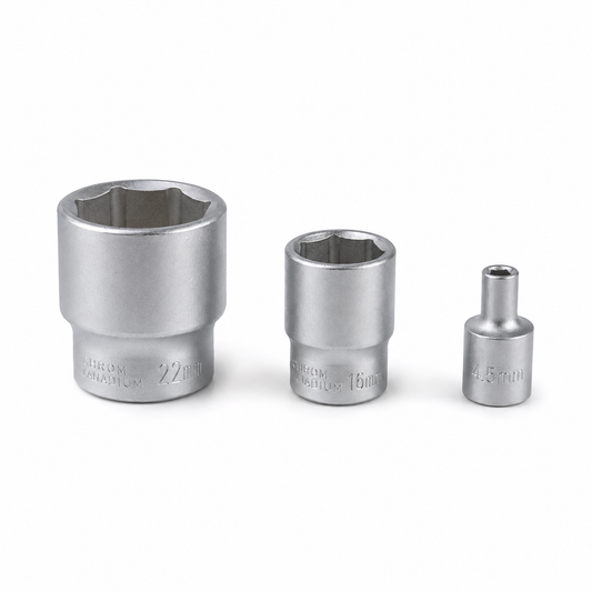 High-Grip Stecknuss aus Chrom-Vanadium – 1/4- 3/8 – 4,5 / 16 / 22 mm