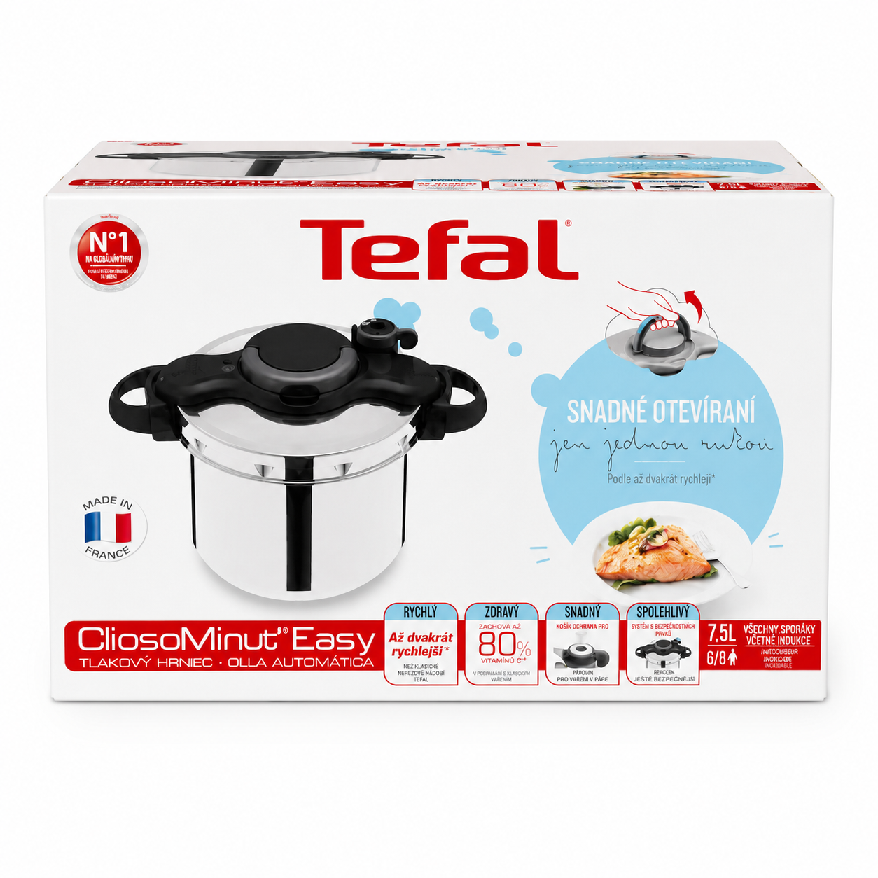 Tefal Clipso Minut Easy Druckkochtopf, Edelstahl, 24 cm 7,5 L