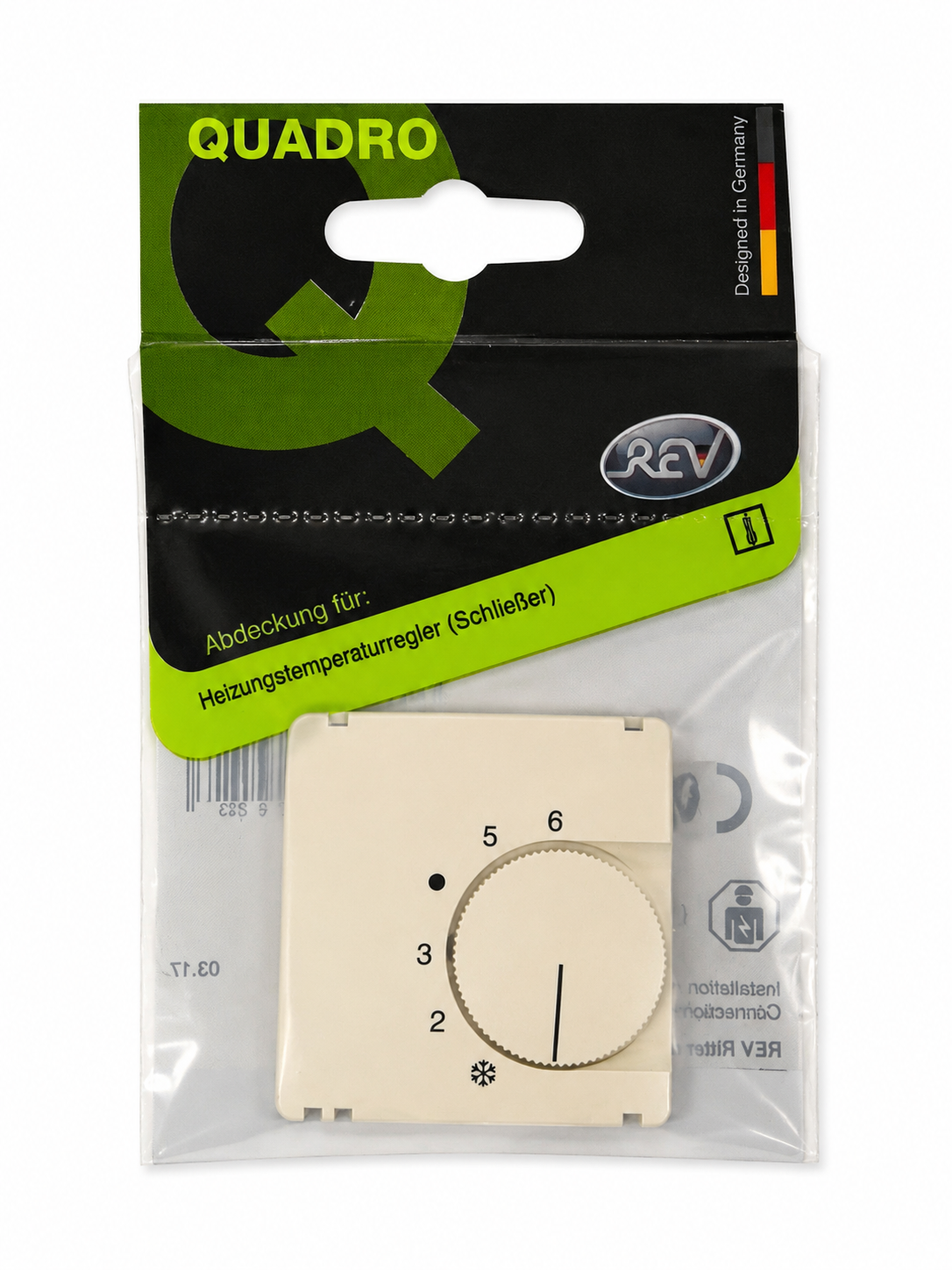 REV Quadro Abdeckung für Heizungsregler Schließer & Wechsler Weiß/Creme