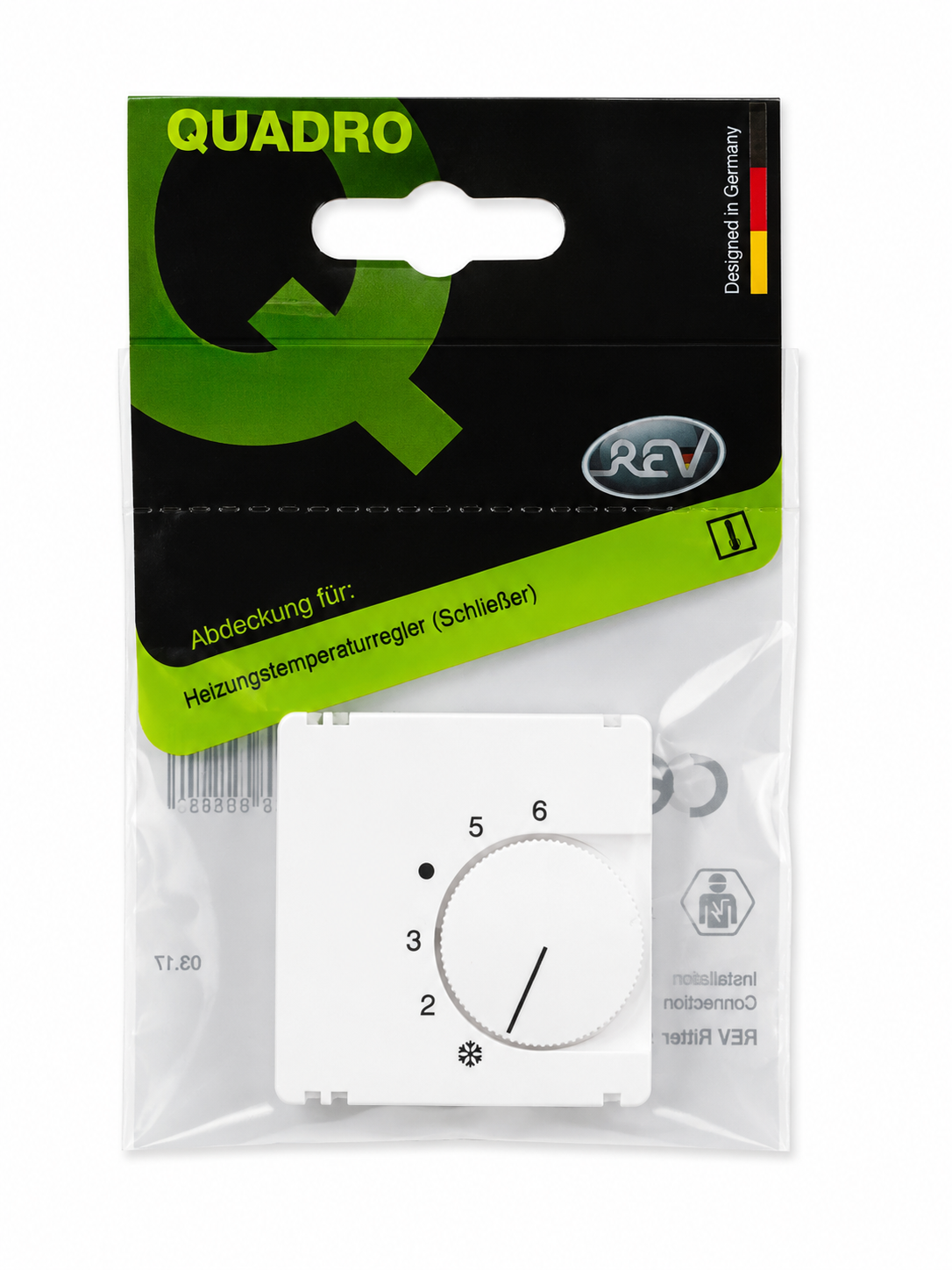 REV Quadro Abdeckung für Heizungsregler Schließer & Wechsler Weiß/Creme