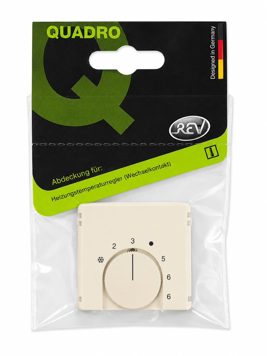 REV Quadro Abdeckung für Heizungsregler Schließer & Wechsler Weiß/Creme