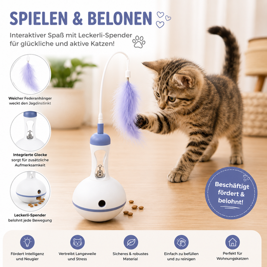 Cachet Interaktives Katzenspielzeug mit Leckerli-Spender | Intelligenzspielzeug für Katzen Snackball Beschäftigungsspiel
