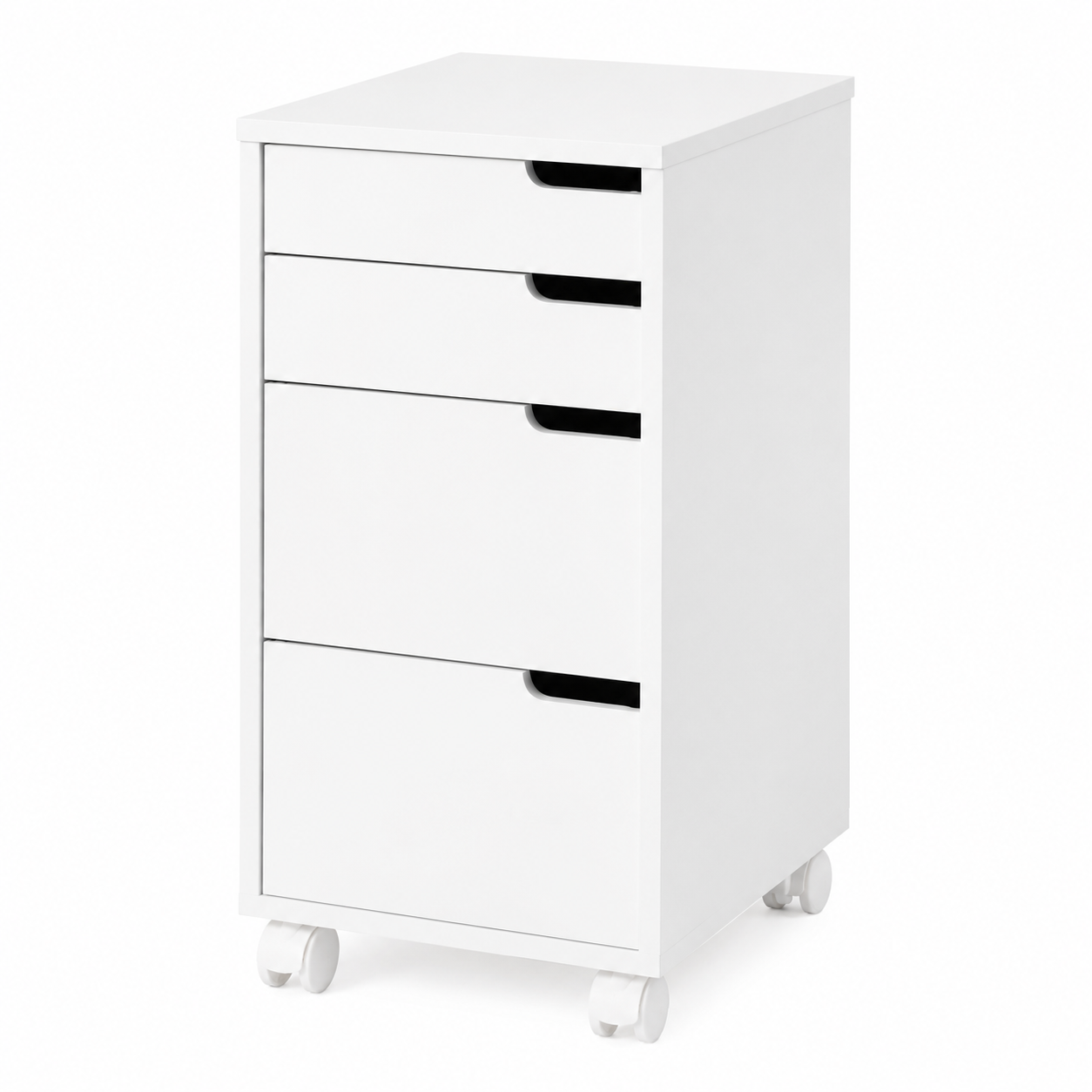 HOME CREATION Rollcontainer Weiß 4 Schubladen Rollcontainer Bürocontainer Schrank 32x38x66 cm