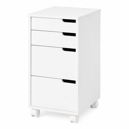 HOME CREATION Rollcontainer Weiß 4 Schubladen Rollcontainer Bürocontainer Schrank 32x38x66 cm