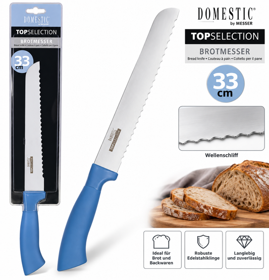 Domestic by Messer Topselection Brotmesser 33 cm Wellenschliff Blau