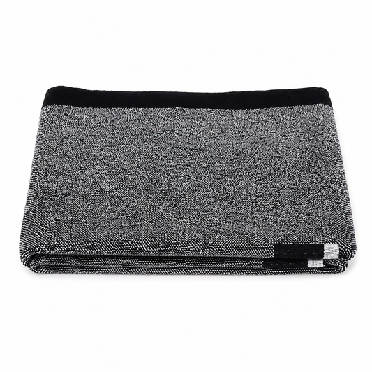 URBANARA Ventosa Badematte 60x150 cm Schwarz Weiß 100% Bio-Baumwolle Badteppich Badezimmermatte