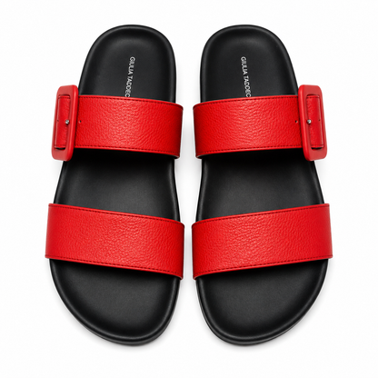 Giulia Taddeucci Damen Leder Pantoletten Sandalen Sommerschuhe