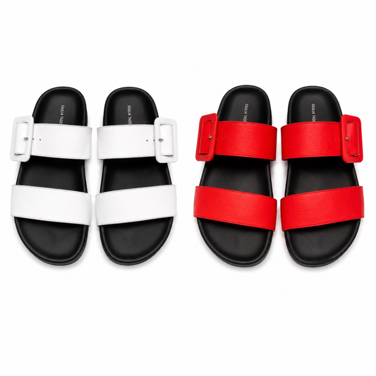Giulia Taddeucci Damen Leder Pantoletten Sandalen Sommerschuhe