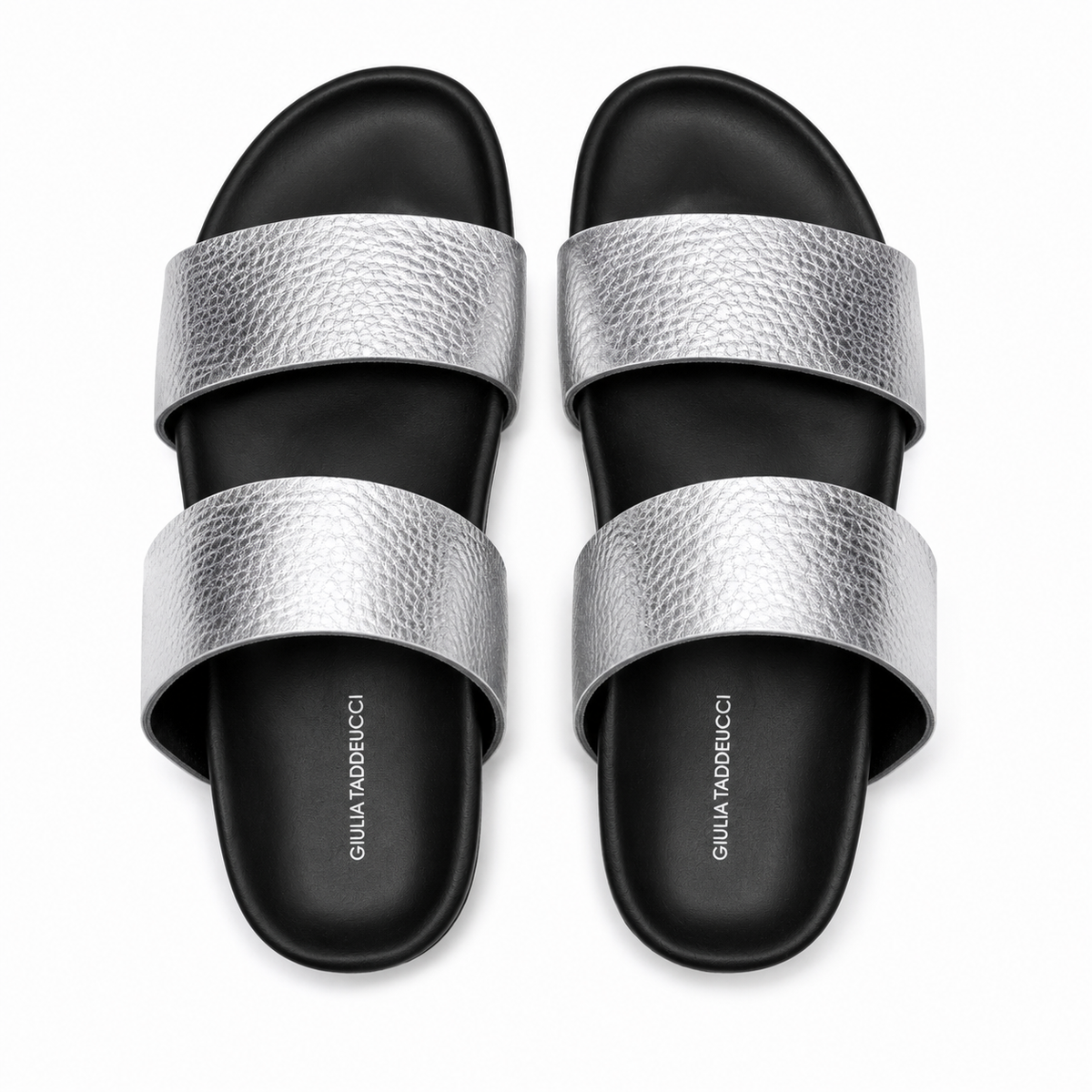 Giulia Taddeucci Damen Pantoletten Sandalen Alce Argento Silber Leder Made in Italy