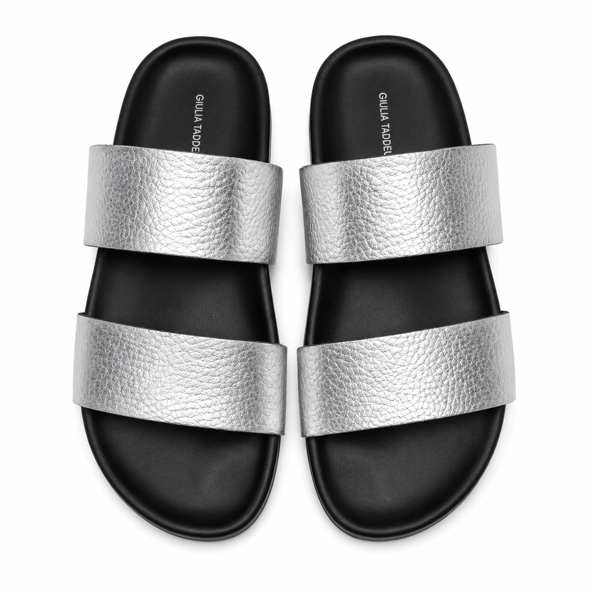Giulia Taddeucci Damen Pantoletten Sandalen Alce Argento Silber Leder Made in Italy
