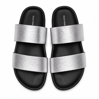Giulia Taddeucci Damen Pantoletten Sandalen Alce Argento Silber Leder Made in Italy