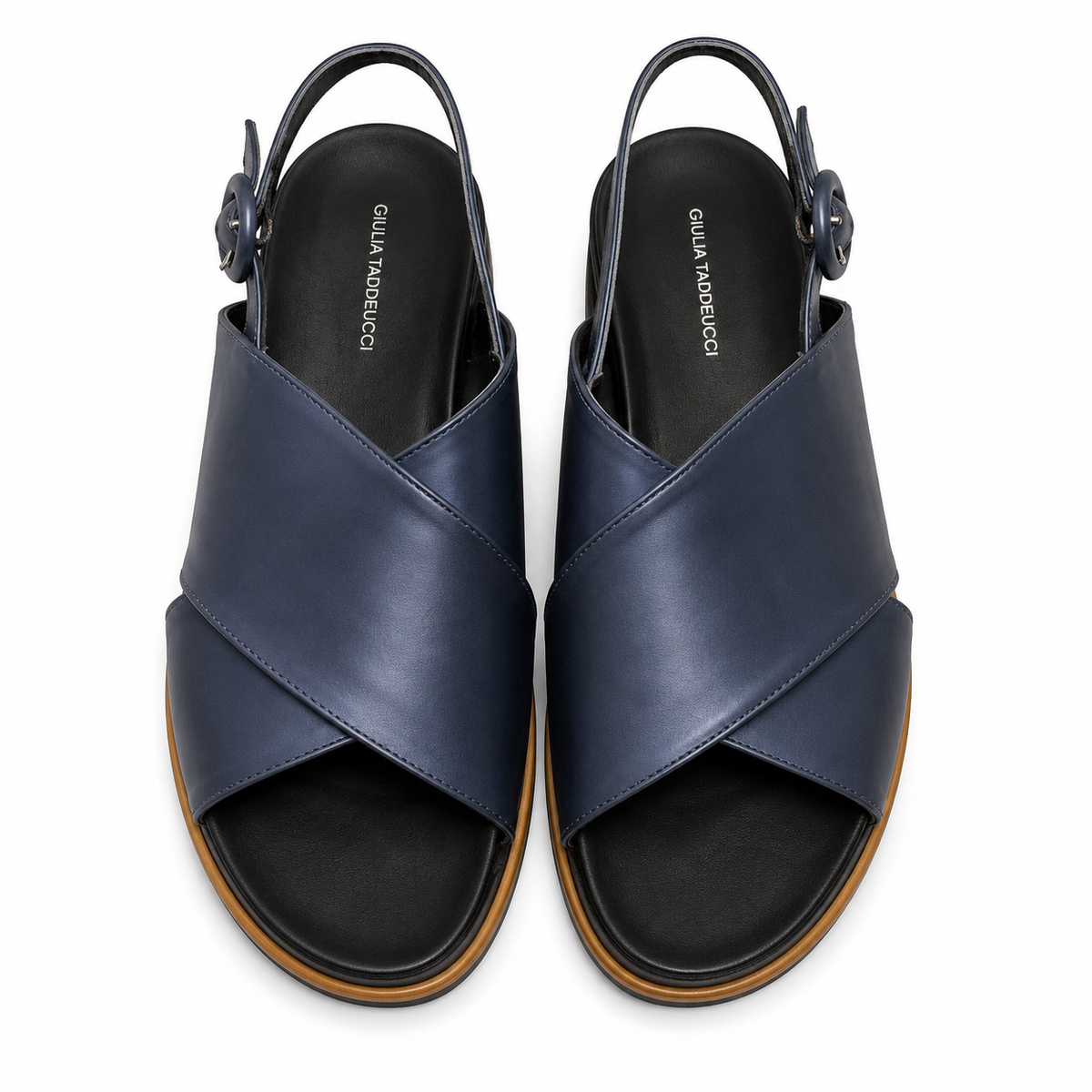 Giulia Taddeucci Damen Pantoletten Satin Cobalto Blau Made in Italy