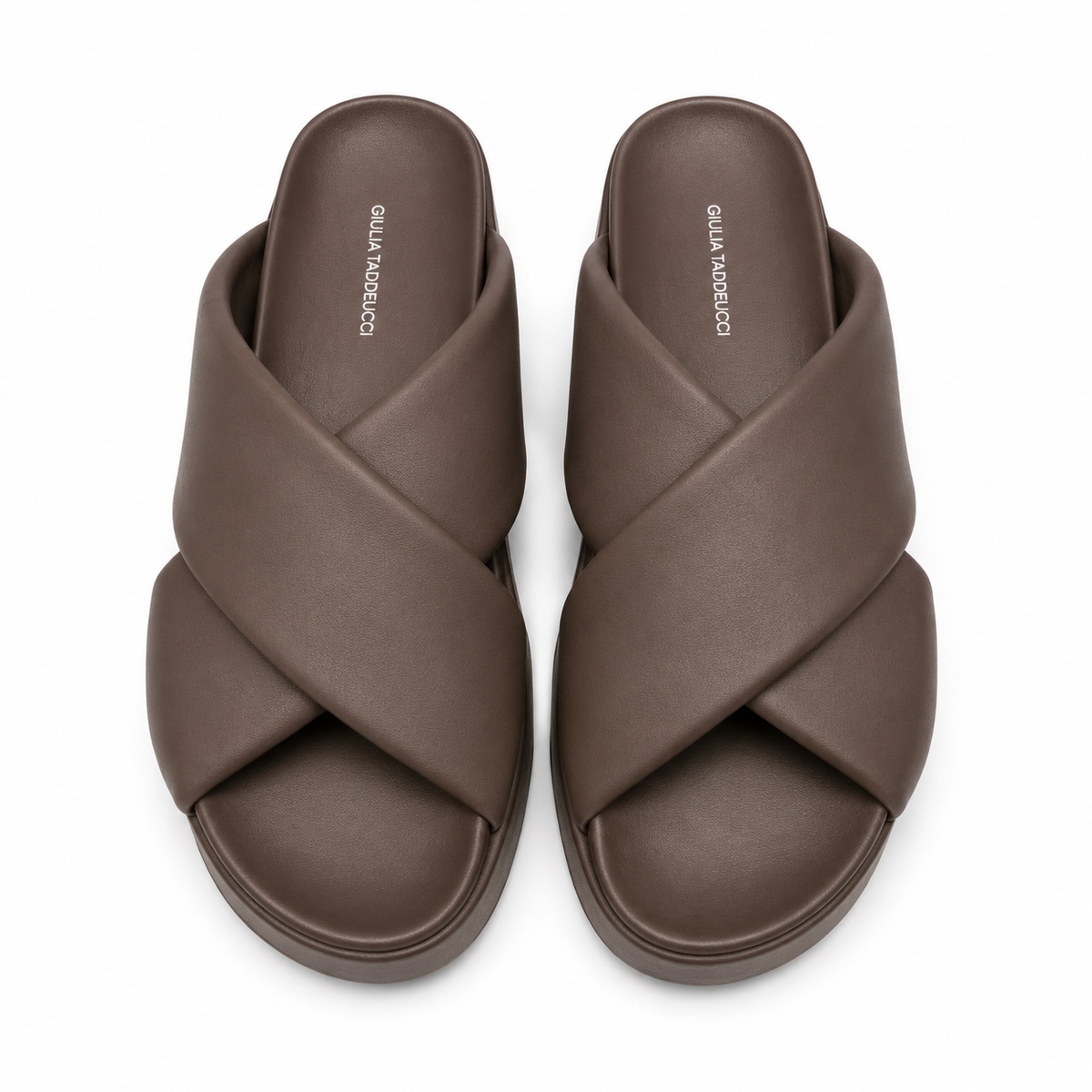 Giulia Taddeucci Damen Pantoletten Nappa Strada Braun Leder-Slipper Made in Italy