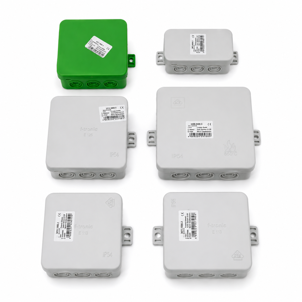 Kopp Feuchtraum Aufputz-Abzweigdose IP54/IP55 Verteilerdose Abzweigkasten Grau/Grün Elektroinstallation
