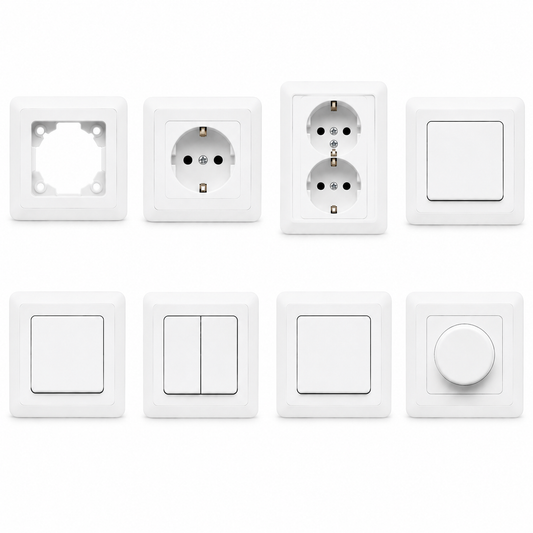HAGEBAU GO/ON! Unterputz Schalterprogramm Weiß Steckdose, Schalter, Taster, Dimmer, Rahmen Variante auswählen