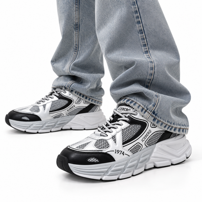 ICEBERG Herren Sneaker Chunky Schuhe Silber Schwarz Weiß Gr. 42