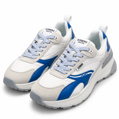 ICEBERG Damen Herren Sneaker Weiß Blau Chunky Turnschuhe