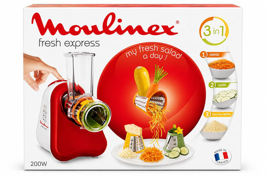 MOULINEX DJ7535 Fresh Express Gemüseschneider Zerkleinerer, Rot