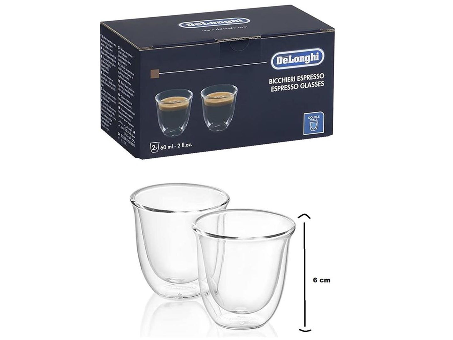 De'Longhi DLSC310 Doppelwandiges Thermoglas Espresso 2-er Set