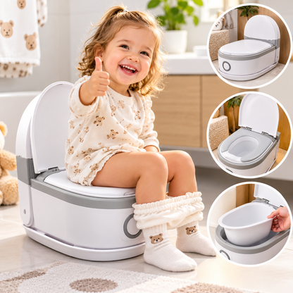 Kinder Töpfchen WC mit Deckel Lerntöpfchen Baby Toilette Grau/Braun