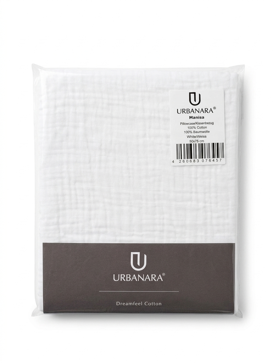 Urbanara Manisa Kissenbezug 50x75 cm 100% Baumwolle Weiß