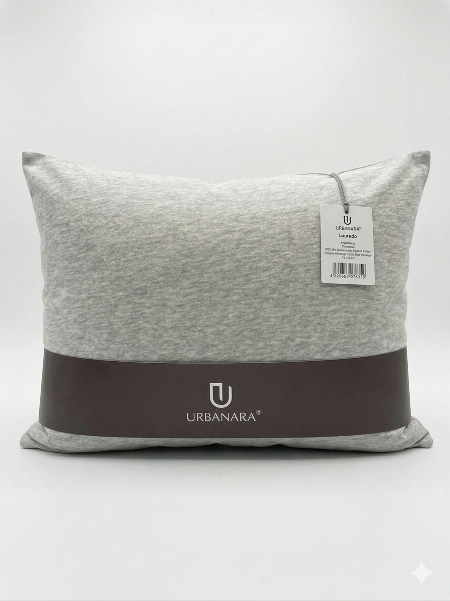 URBANARA Louredo Kissenbezug 70 x 90 cm 100 % Bio-Baumwolle – Hellgrau Melange Hochwertiger Organic Cotton kissenbezug