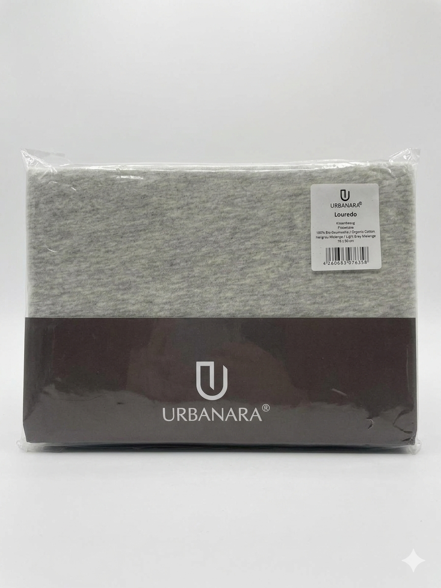 URBANARA Louredo Kissenbezug 70 x 90 cm 100 % Bio-Baumwolle – Hellgrau Melange Hochwertiger Organic Cotton kissenbezug