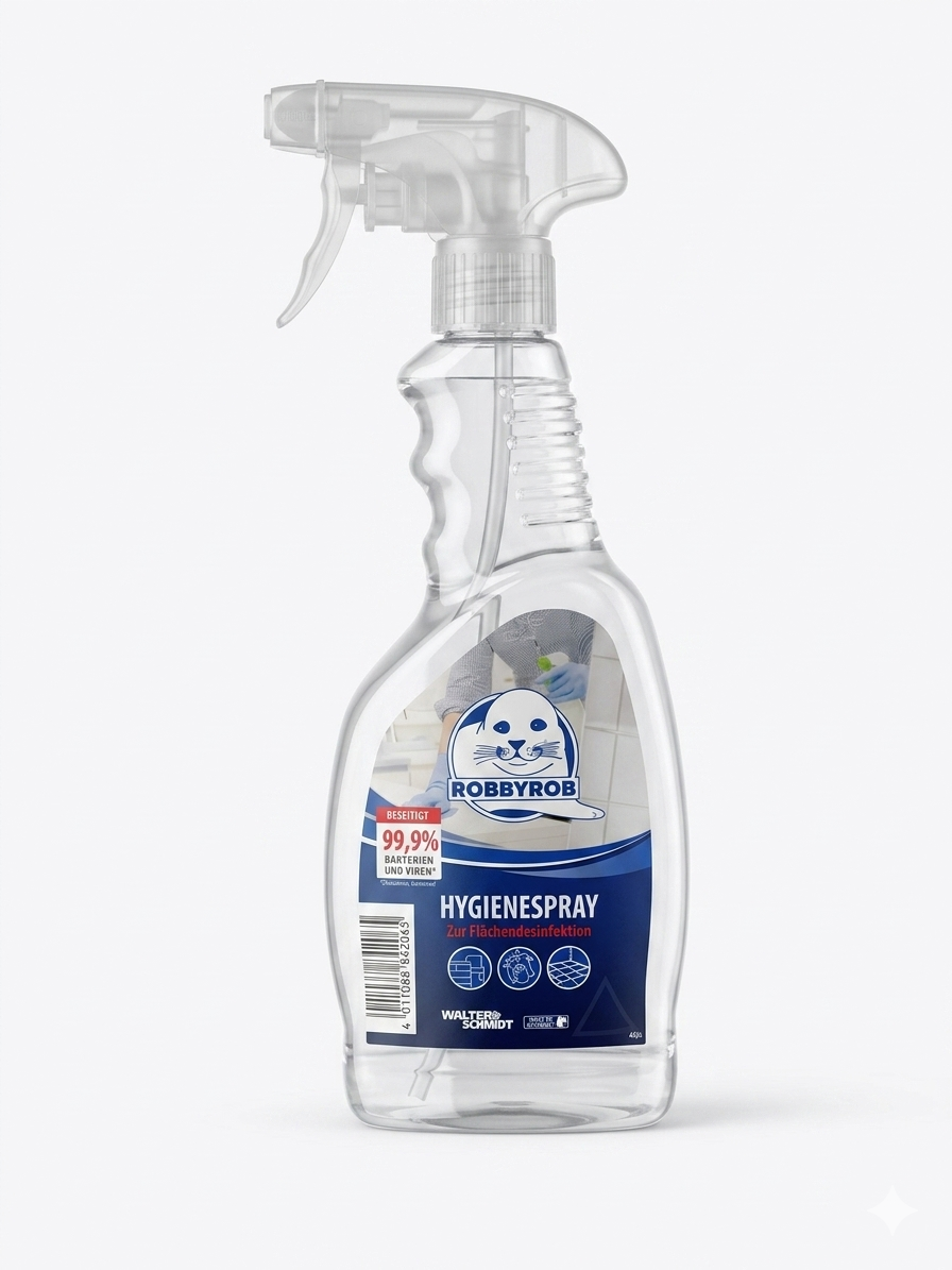 Hier sind ein professioneller Titel und eine strukturierte Beschreibung für das neue Set-Angebot mit den 500ml-Sprühflaschen:

PRODUKTTITEL
ROBBYROB Flächen-Desinfektion Sprühflasche 500ml – 2er Pack 1 Liter Gebrauchsfertig, Begrenzt Viruzid & Bakteri