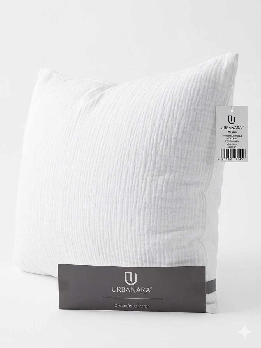 Urbanara Manisa Kissenbezug 50x75 cm 100% Baumwolle Weiß