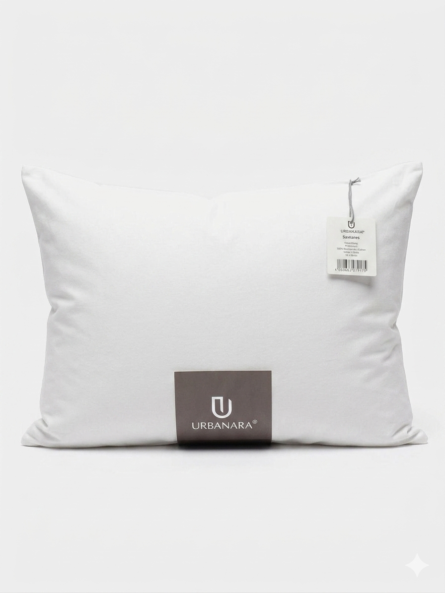 URBANARA Samares Kissenbezug 70 x 90 cm 100 % Baumwolle Weiß Hochwertiger Kopfkissenbezug