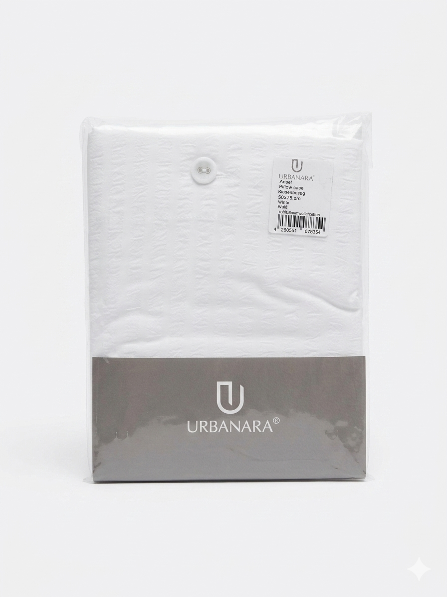 Urbanara Ansei Kissenbezug 50x75 cm 100% Baumwolle  Weiß