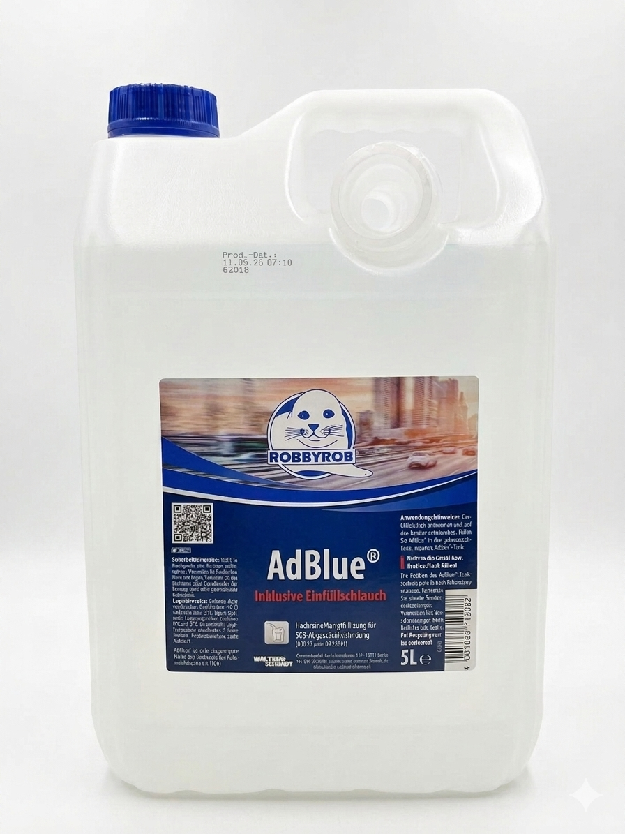 ROBBYROB AdBlue® 5L Kanister Hochreine Harnstofflösung nach ISO 22241 Inklusive Einfüllschlauch für Diesel-PKW & LKW