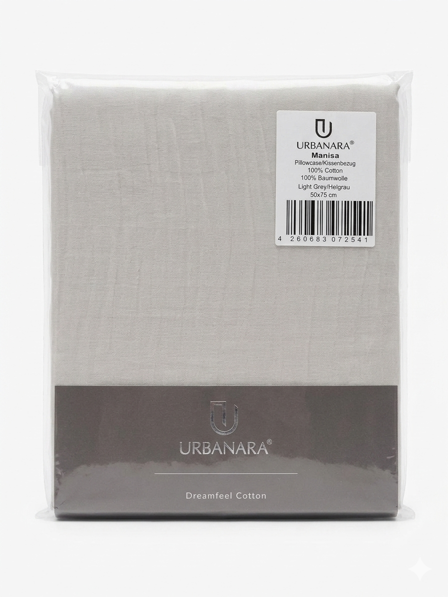 Urbanara Manisa Kissenbezug 50x75 cm 100% Baumwolle Hellgrau