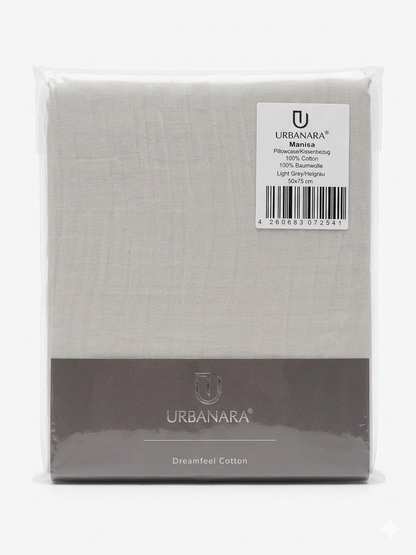 Urbanara Manisa Kissenbezug 50x75 cm 100% Baumwolle Hellgrau
