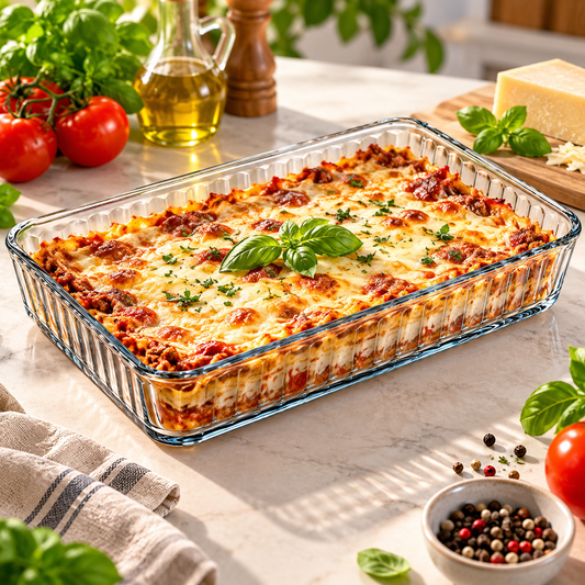 Rechteckige Glas Auflaufform 37x24 cm Backform Ofenform Lasagneform