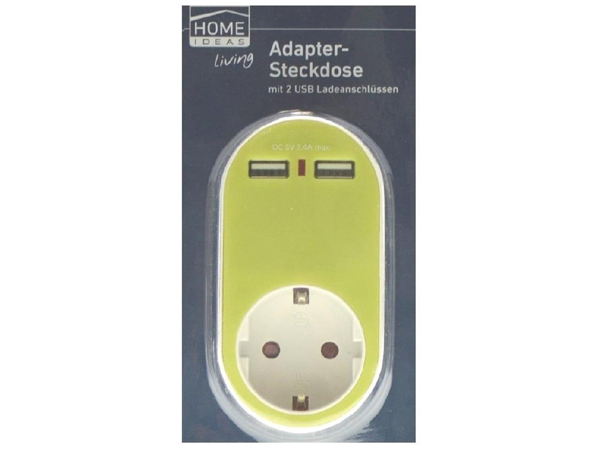 Home Ideas Adapter Steckdose mit 2 USB Ladeanschlüssen Zwischen-Stecker Steckdose Mehrfachstecker